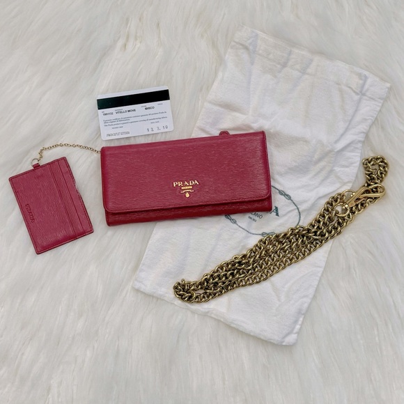 ✨🛍️ Prada Pink Saffiano Leather Wallet with Card Case - Picture 1 of 13